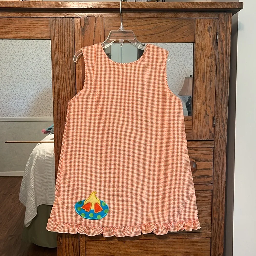Seersucker Dress With Duck Applique’